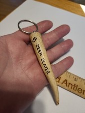 Hand Carved Whitetail Antler Deer Slayer Keychain Shed carving Folk Art elk