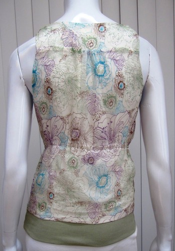 Renee Baroot in U. S. A. strap Blouse Size XS Extra small White Floral - Picture 4 of 6