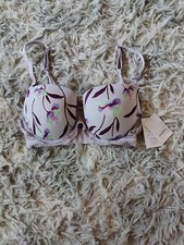 Auden T-Shirt Bra The Daydream Demi Light Lift Floral Purple 32D NWT