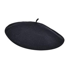 Vintage Beret Cap French Beanie Cap Solid Color diameter 27.5cm-28cm Black