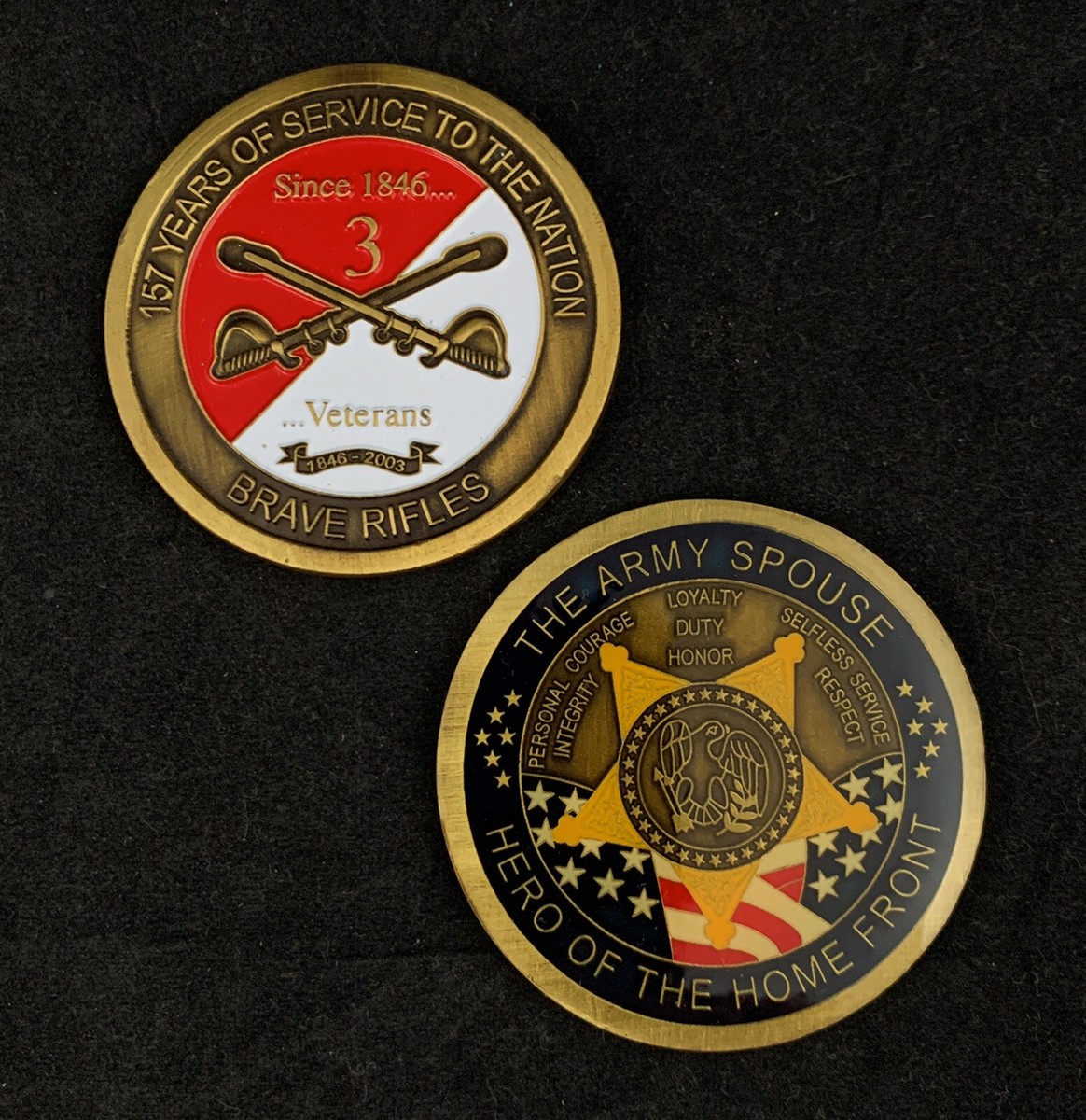 🌟3rd Cavalry Brave Rifles Challenge Coin, Army Spouse, Hero of