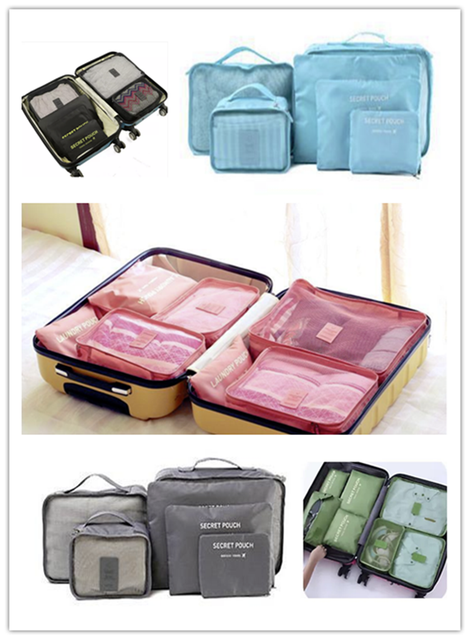 6 Pieces Organiser SetLuggage Suitcase Storage Bags Packing Travel Cubes Holiday 6 Pieces Organiser SetLuggage Suitcase Storage Bags Packing Travel Cubes Holiday