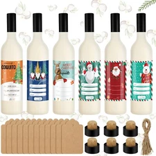 6 Set Coquito Bottles 25 oz Christmas Glass Bottles Brewing Bottles for Homem...