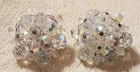 Vintage Iridescent Cluster Beaded Clip On Earrings Clear Fashion Jewelry Costume