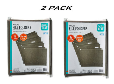 (2 PACK) Pen+Gear Letter Size Hanging File Folders, 12 Count, Green.