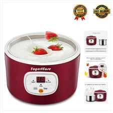 Automatic Greek Yogurt Maker with Temperature Control - 1 Quart Stainless Steel