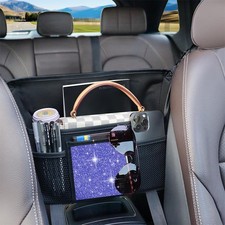 Blue Diamond Car Handbag Holder Rhinestone Storage Organizer for Seats