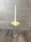 Vtg Fenton Custard Glowy Glass Silvercrest Ruffled Bobeche 4” Candle Wax Catcher