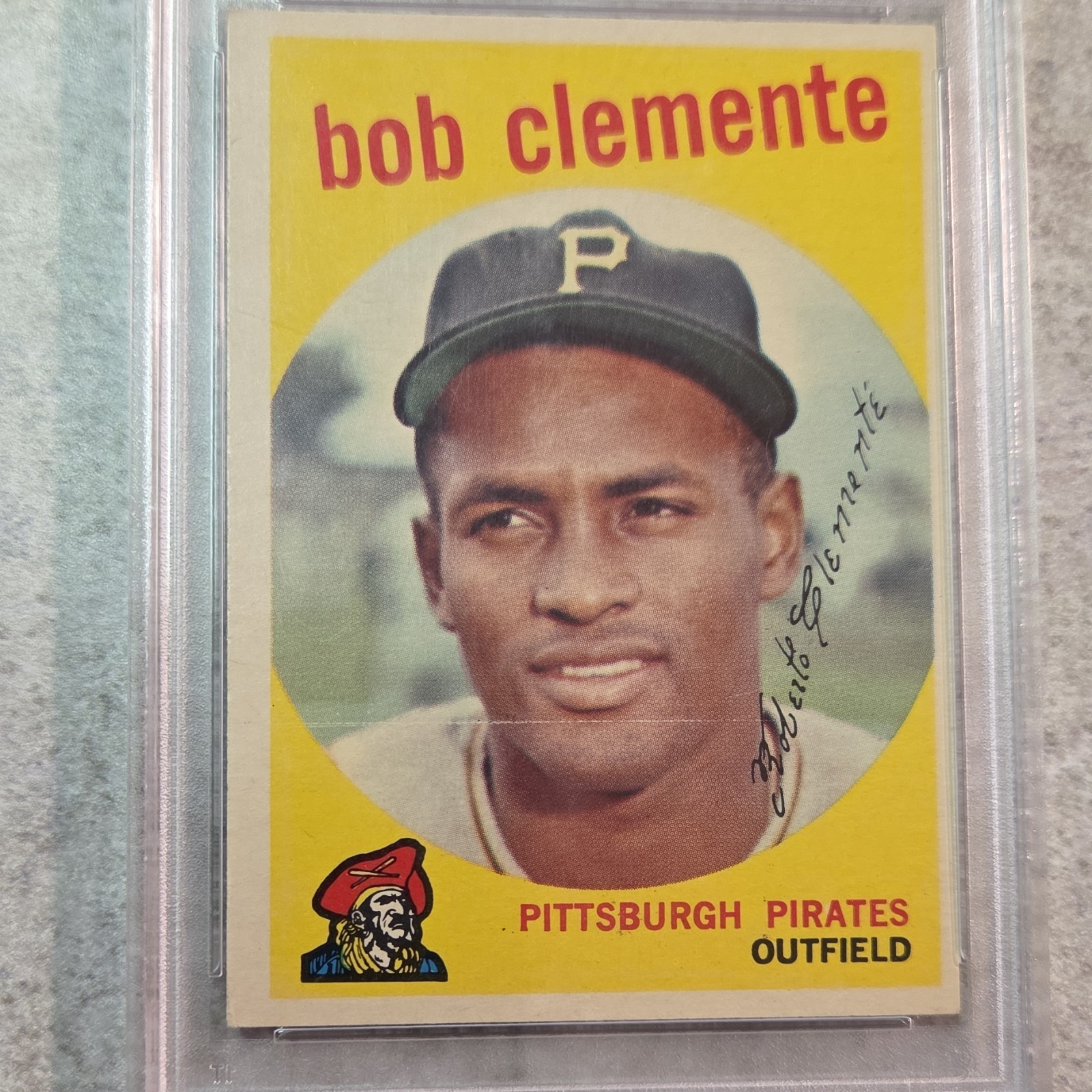 Topps 1959 Topps Roberto Clemente Pirates Auto PSA Auth #478 Bob on Card view 4