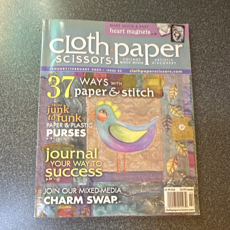 Cloth Paper Scissors Jan/Feb 2009 Issue 22 Illustrated Craft Magazine Waterston
