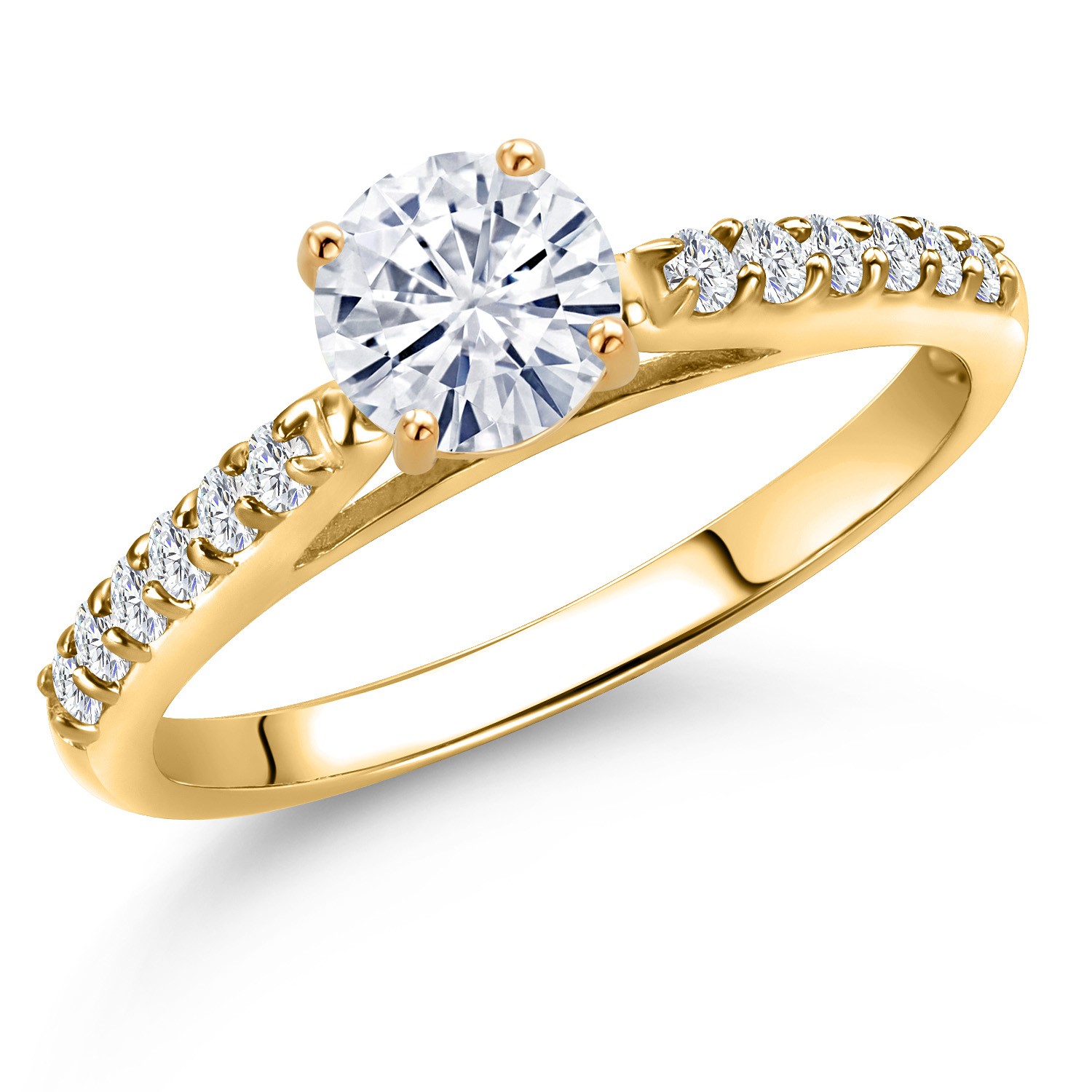 10K Yellow Gold Moissanite Engagement Ring Forever One Colorless by Charles & Colvard-image