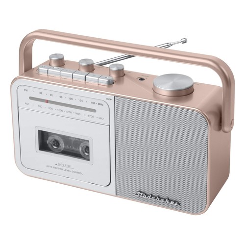 SB2130RG Portable Cassette Player/Recorder with AM/FM Radio (Rose Gold/Silver)