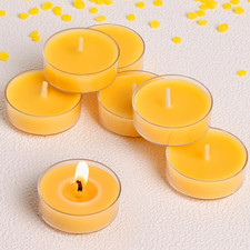 6Pcs Beeswax Tealights Candles, Natural Non-Toxic Unscented Organic Tea Lights C