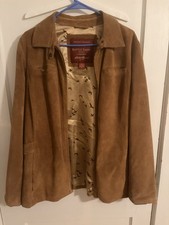 Eddie Bauer Seattle Suede Brown Leather Zip Jacket XL Women Genuine Leather