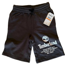 Timberland Boys Sweat Shorts Logo Print Elastic Waist Drawstring Gray Size Small