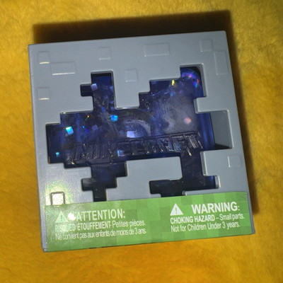 Minecraft Creeper Pixelated Blue Glitter Figure Block Toy