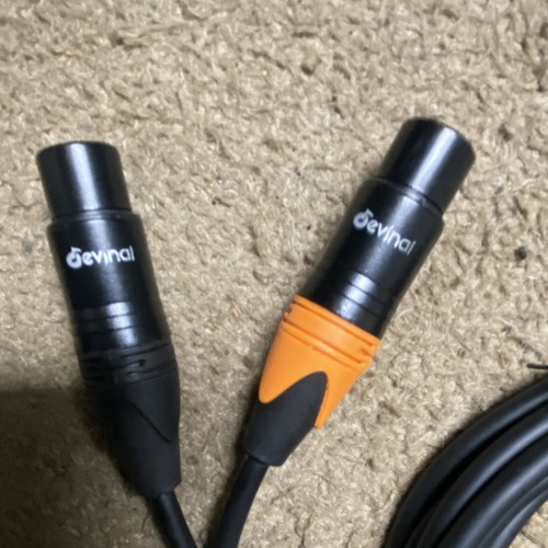 Devinal XLR Female to 6.35mm Jack Male Audio Cable Black Orange Connector
