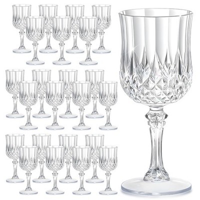 7OZ Plastic Wine Glasses, Reusable Vintage Goblets Unbreakable Drinking Glass...