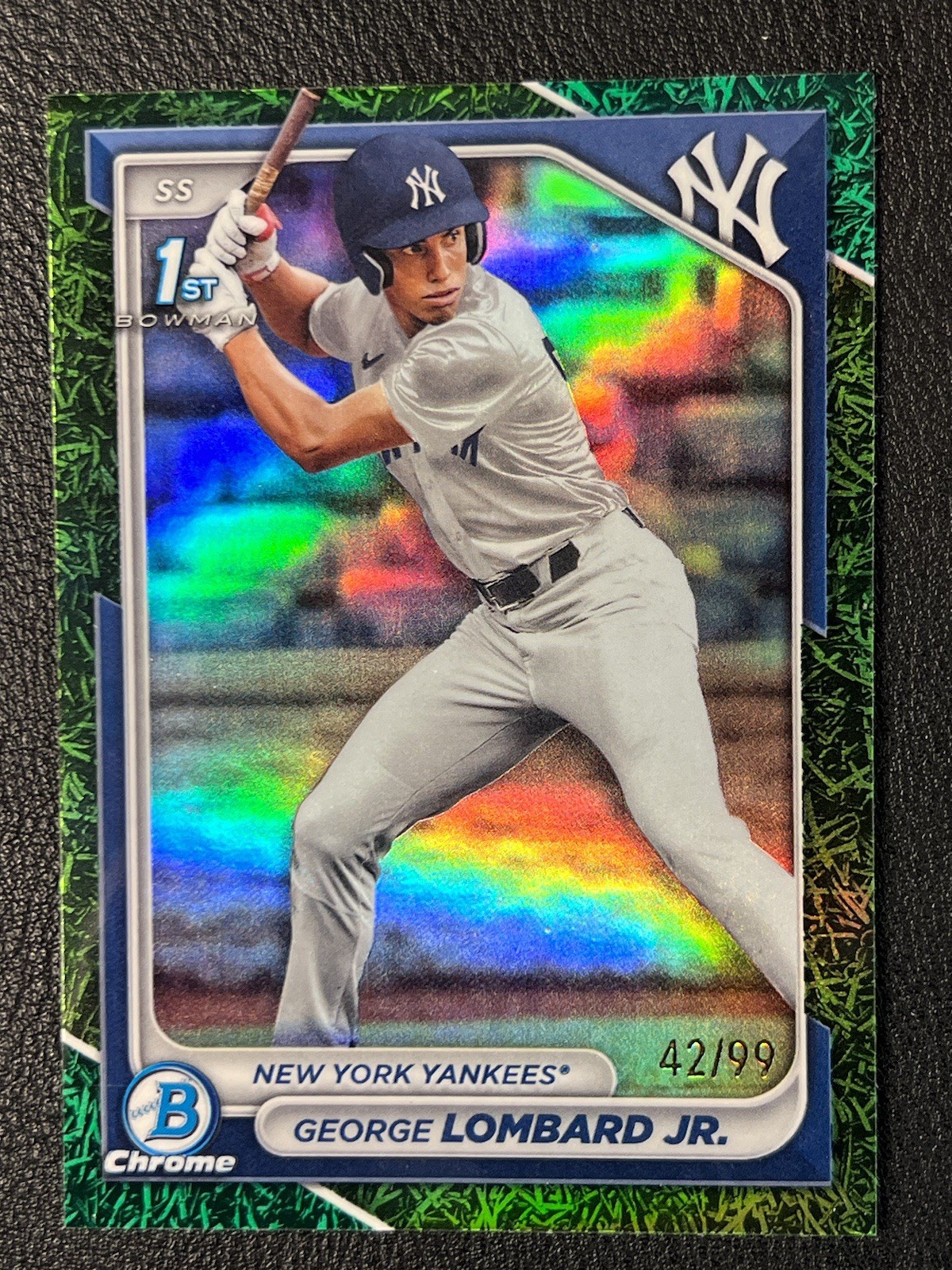 George Lombard Jr 2024 1st Bowman Chrome Prospects /99 Grass Refractor Yankees