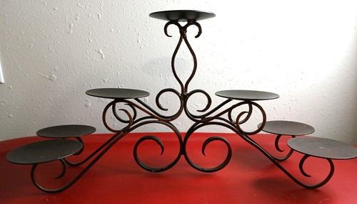 Schmiedeeisen 7 Kerzenhalter rustikal Kandelaber 17,5" x 9"