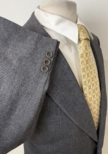 Hickey Freeman Men's Gray Houndstooth Wool Sport Coat Blazer Jacket Sz 46 R