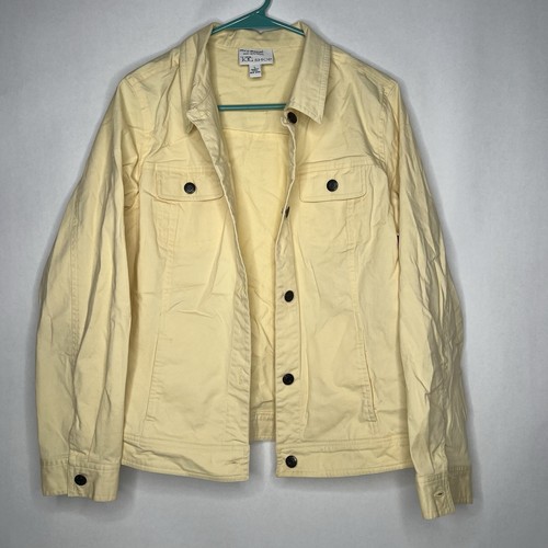 The TOG Shop Women's Jacket Sz L Stretch Canvas Denim Style Butter Yellow Color