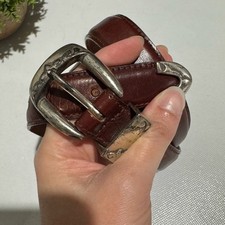 Fossil Brown Leather Vintage Belt Women s Size Large Western Festival Rodeo