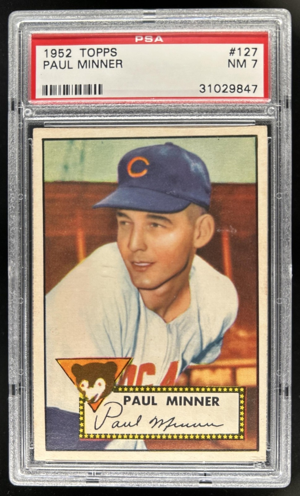 1952 Topps Paul Minner Rookie RC #127 Cubs PSA 7