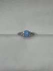 925 Sterling Silver Blue Opal & CZ Ring – Oval Opal Cocktail Ring –Vintage Style