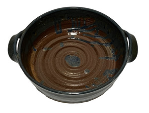 Seagrove NC Pottery Blue 8" Casserole Baking Dish Handles Cross Creek 2002