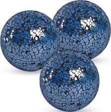 3PCS 4" Glass Orbs, Dark Blue Decorative Balls for Wedding