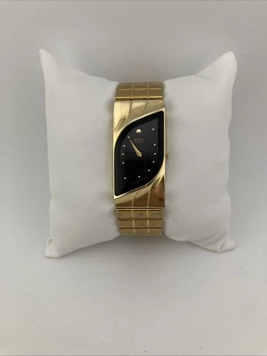 Vtg Seiko Ladies 18mm Watch Gold Tone Asymmetrical Dial 6.25" 4N00-5679 -RUNS