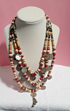 Handcrafted Banjara Gypsy Kuchi Tribal Afghani Bead Coins Necklace Vintage