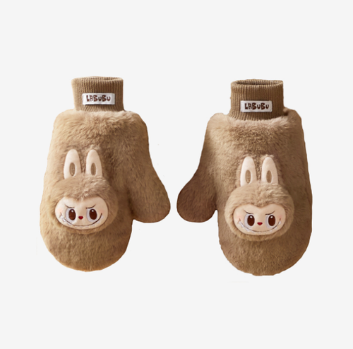 Popmart warme und flauschige Holiday Series Labubu Plüschhandschuhe neu mit Etikett