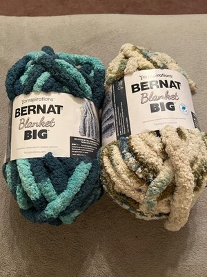 Bernat Blanket Big Jumbo Yarn - Teal Dreams and Green Splash Colors - 100% Soft