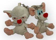    WARNER BROS. STORE PINKY AND THE BRAIN KEY RING CLIPS PLUSH RARE COLLECTIBLE