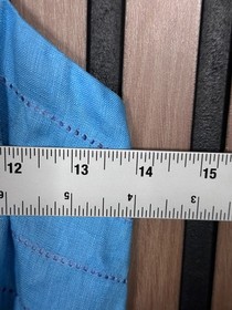 Ann Taylor Dress 0 / XS Womens Blue Corset A Line 100% Linen Pinstriped