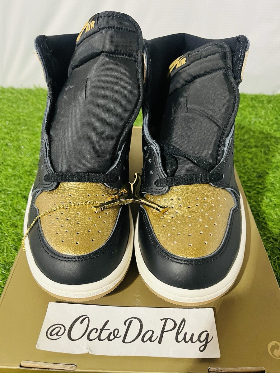 Size 9.5 - Air Jordan 1 Retro OG High Black Gold for sale online