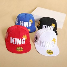 Kids KING Snapback Cap 2-8 YearsOld Cotton Embroidered Hip-Hop Flat Brim Sun Hat