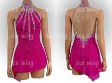 Ice Figure Skating Dress Elasticity Competition Skating Jeweled pink