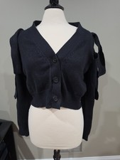 ADEAM | Shoulder Tie Black Sweater Size Medium