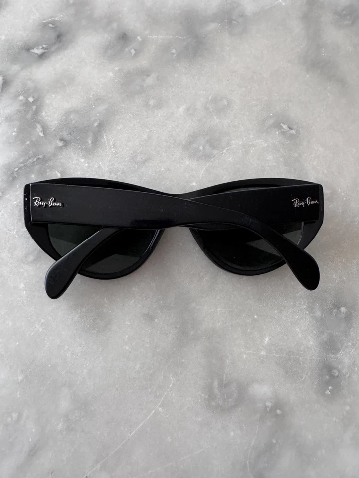 Lunettes De Soleil Vintage Ray Ban RB 4152 601 Noir Argent Ovales - Photo 2/4