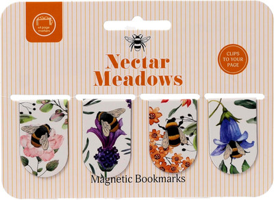 : 4-teiliges magnetisches Lesezeichen-Set - Bienen & Blumen - Nectar Meadows - P