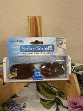 NWT Solar Shield Polarized Clip-on Sunglasses 54 Rec 8 Brown Rectangle NEW