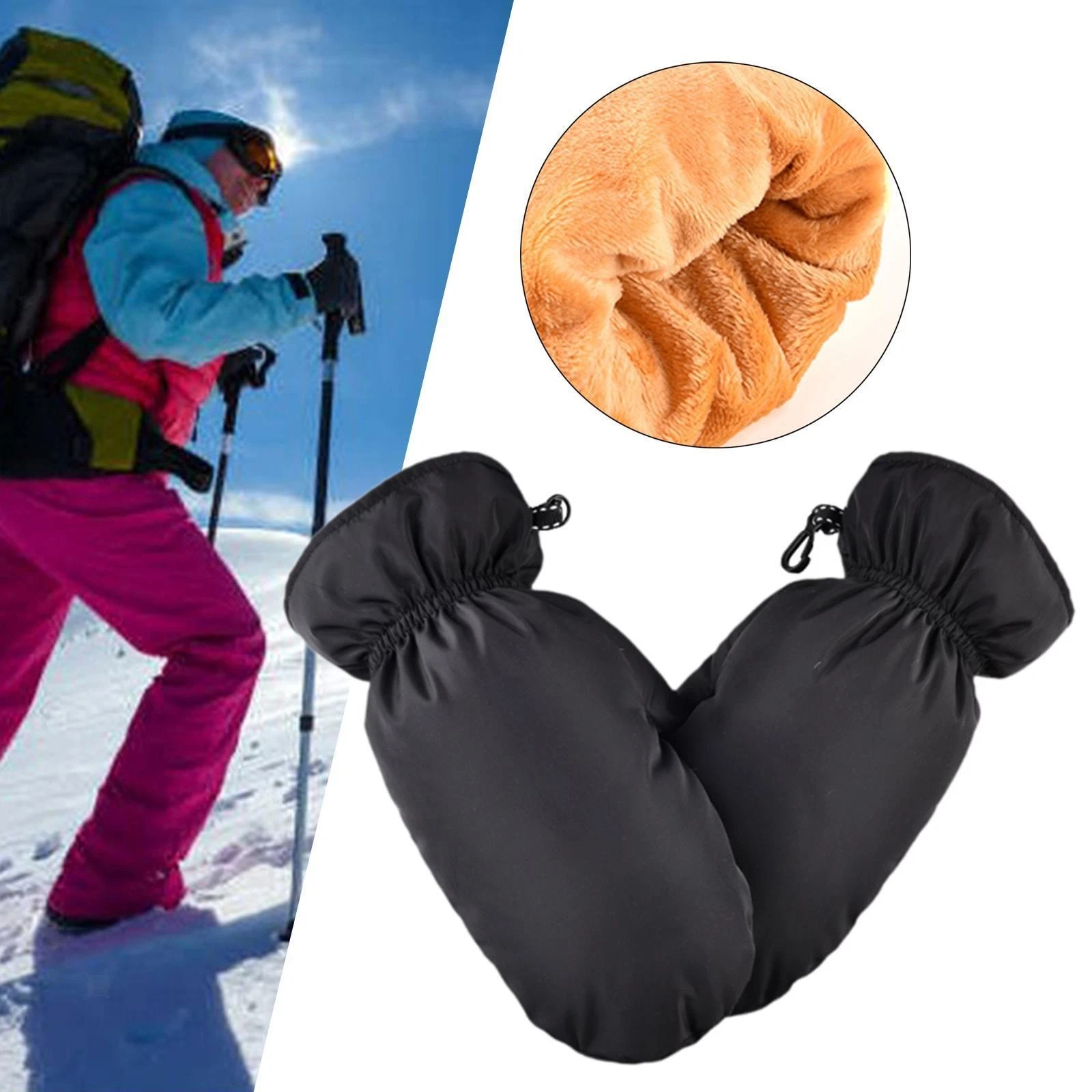 Down Mittens Cold Weather Windproof Warm Water Resistant Ski Gloves for Skiing