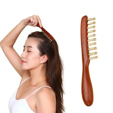Head meridians massage comb copper wood meridians comb needling Guasha scalp rel