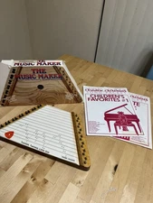 Vintage Music Maker Nepenenoyka Lap Harp Beautiful Wooden Box with Song Sheets