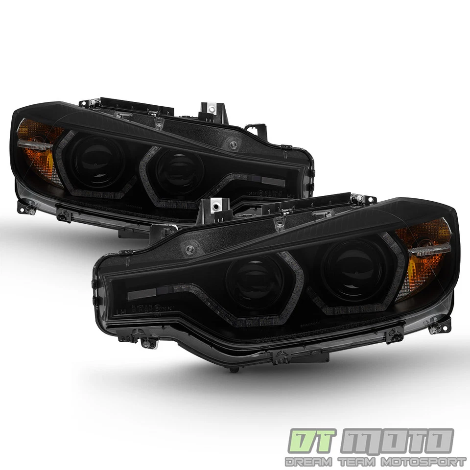 Black Smoke 2012-2015 BMW F30 328i 335i Sedan LED 3D DRL 2 Projector Headlights - Image 3 of 4