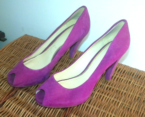 CLARKS FUCHSIA CERISE TIEFROSA WILDLEDER ELEGANTE PEEPTOE ABSATZSCHUHE UK 8 TOP