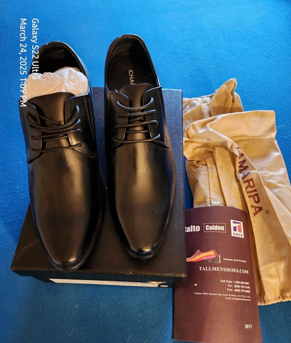 CHAMARIPA Elevator Dress Shoes. Men's Black Oxford's, US 8. Increase of 8cm.